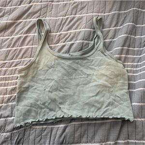 Mint Green Ribbed Crop Top